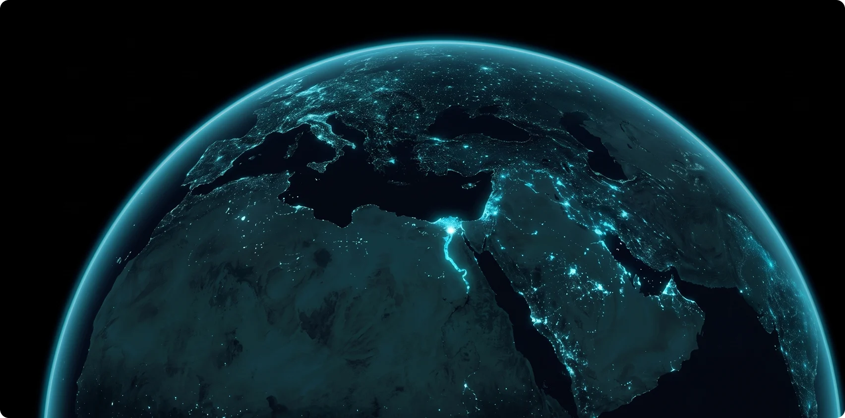 Globe at night over Egypt, the Gulf and the Middle East
