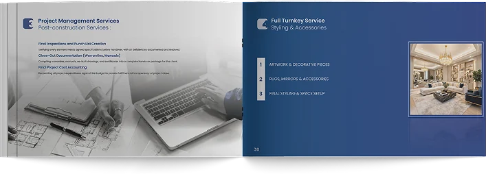 Profile spread: post-construction services facing the full turnkey service, styling and accessories