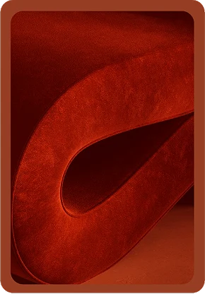 Palette card: Terracotta (HEX 963E23), a curved red sculpture