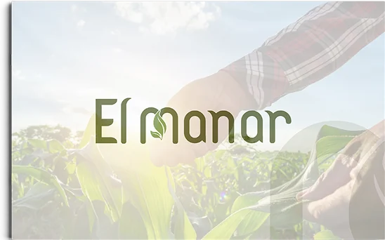 The El Manar company profile cover: the logo over a hand in a sunlit field