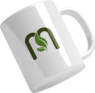 A white El Manar mug with the green M mark