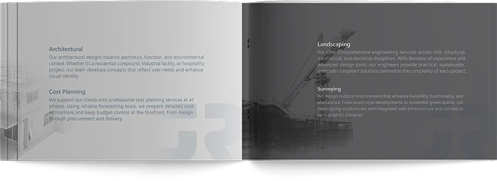 Profile spread: Architectural and Cost Planning facing Landscaping and Surveying