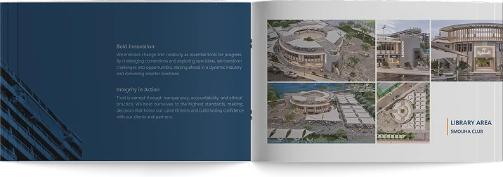 Profile spread: Bold Innovation and Integrity in Action facing the library area at Smouha Club