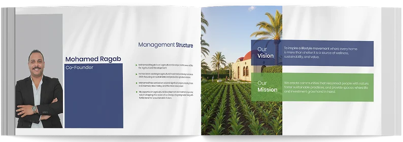 Profile spread: the management board facing a Rayan West greenhouse field