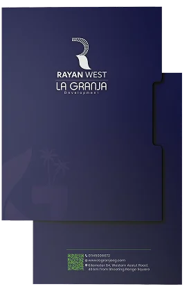 The navy Rayan West presentation folder with its contact flap