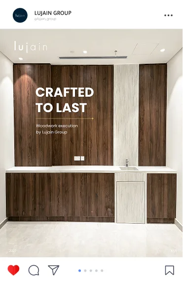 Post: Crafted to Last, a timber-clad wall and counter by Lujain Group