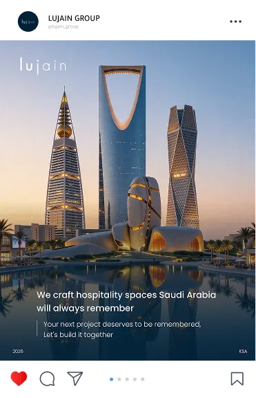 Post: We craft hospitality spaces Saudi Arabia will always remember, over the Riyadh skyline