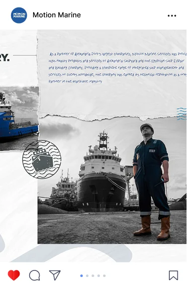 Motion Marine post: a crew member on the quay beside a supply vessel