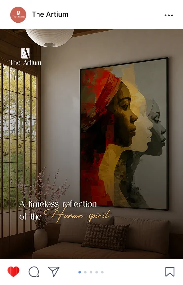 The Artium post: a portrait in orange and red, A timeless reflection of the human spirit