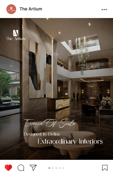 The Artium post: artworks in a double-height lobby, Essence of Scale, designed to define extraordinary interiors