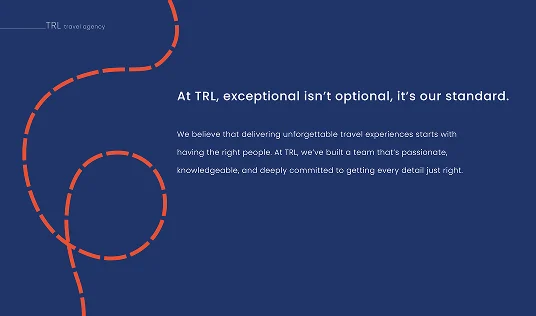 Profile spread on navy: At TRL, exceptional isn't optional, it's our standard